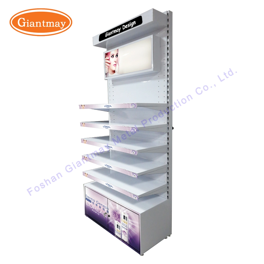 Customized Metal Cosmetics Make up Display Shop Cosmetic Makeup Shelf