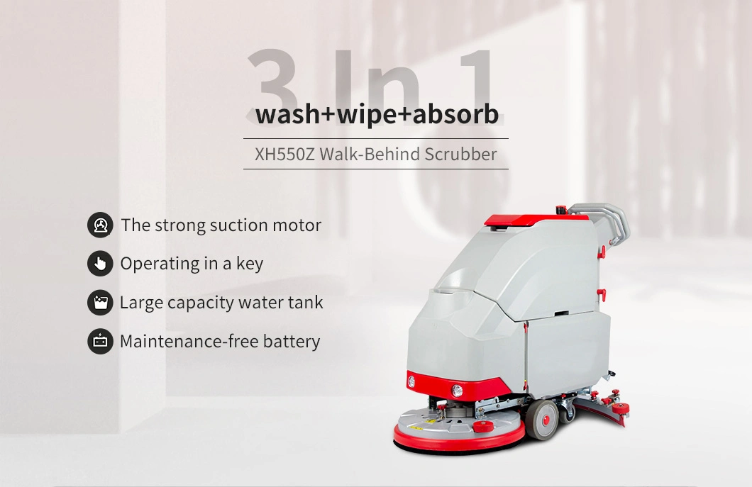 Walk Behind Floor Washing Scrubber Cleaning Equipment for Shopping Malls Supermarket Parking Lot