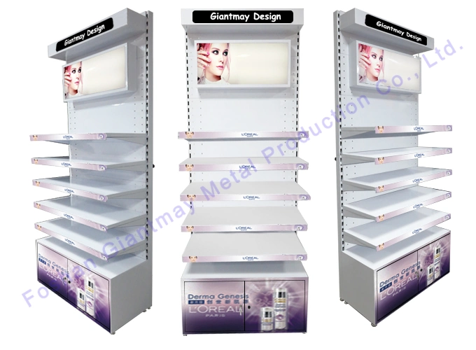 Customized Metal Cosmetics Make up Display Shop Cosmetic Makeup Shelf